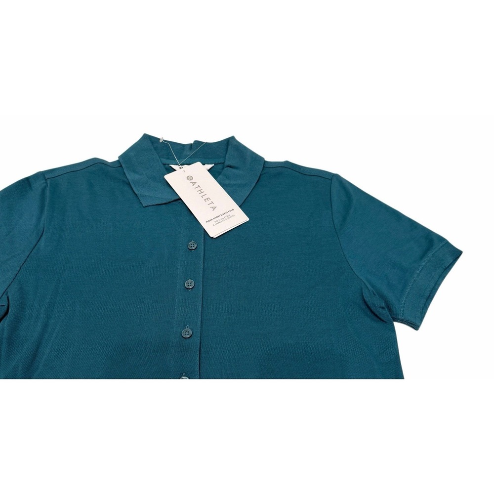 Athleta Pique Polo Shirt Women's XL Short Sleeve 5 Button Golf Tennis NWT.